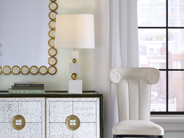 Jonathan Adler – Living room – Baldwin credenza, Acropolis dining chair – Portrait