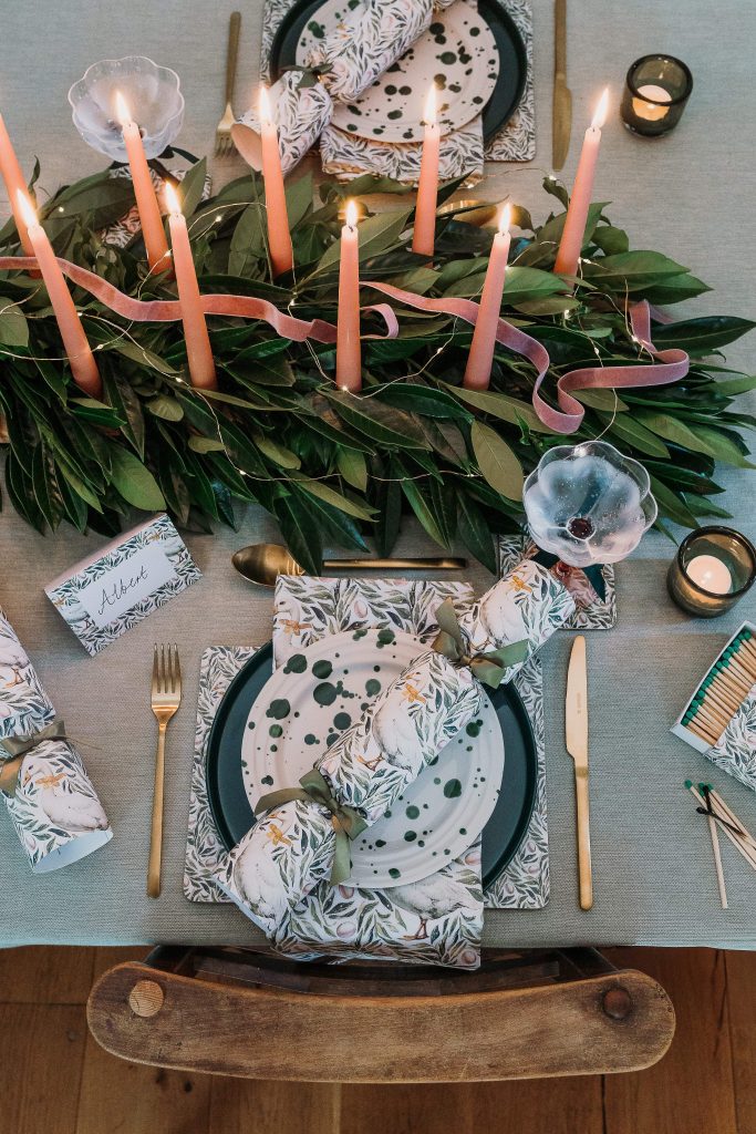 Nancy & Betty - Christmas - Geese cracker, dinner candles, table linen, Blush dinner candles - lifestyle - Portrait (2)